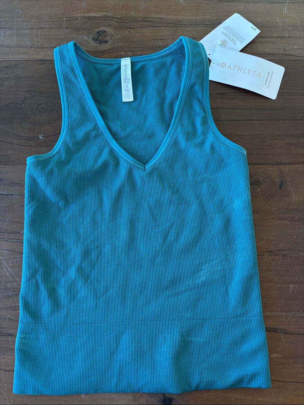 NWT Athleta Teal Ribbed V-Neck Tank